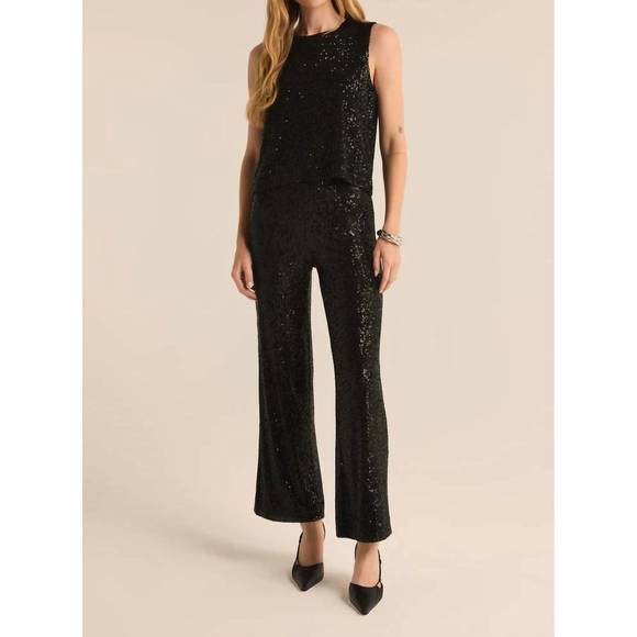 NEW Z SUPPLY skylar sequin pants in black - Picture 4 of 4